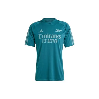 Тренировочный трикотаж Arsenal Tiro 23, сшитый буквенный принт, с коротким рукавом, мужские футбольные топы насыщенно-зеленого цвета HZ2206