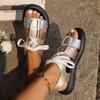 Summer New Roman Sandals for Women Large Size Cross Strap Color Matching Sandals for Women Retro Sandals