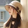 Новая осенне-зимняя шляпа с бантом для женщин, высококачественная шляпа-рыбак, повседневная и универсальная теплая панама, шляпа-ведерко, подчеркивающая лицо, шляпа-маленький тазик