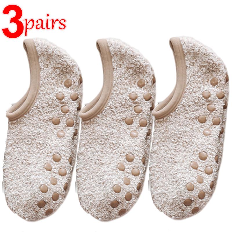 1/3 пары мягких носков из кораллового флиса, женские утолщенные плюшевые зимние теплые тапочки, короткие носки для сна, невидимые носки-лодочки
