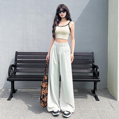 Свободные брюки с высокой талией, облегающие повседневные брюки в клетку для женщин, ленивый стиль, весна и лето, новый стиль брюк