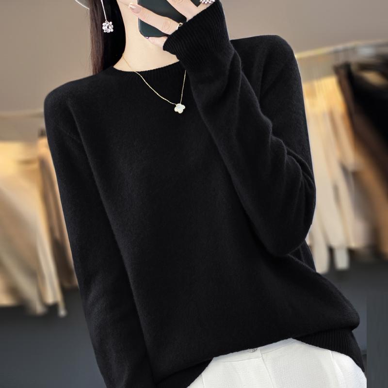 Женский кашемировый свитер Qinghe Cashmere 30% Кашемир 70% Шерсть Осенне-зимний кашемировый пуловер Мягкий и теплый
