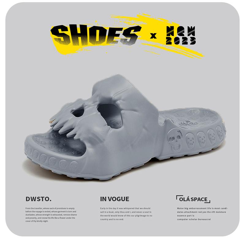 Мужские шлепанцы с дизайном черепа, летние шлепанцы, мужская модель, обувь большого размера, мужские легкие домашние тапочки, пляжная обувь, сандалии