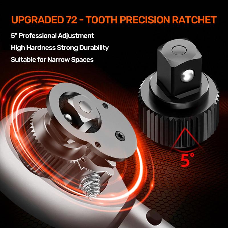 /4'' 3/8'' 1/2'' 1Industrial Dual-Direction Adjustable 72-Tooth Ratchet Handle Drive Click Torque Wrench Upgraded Torque Wrench