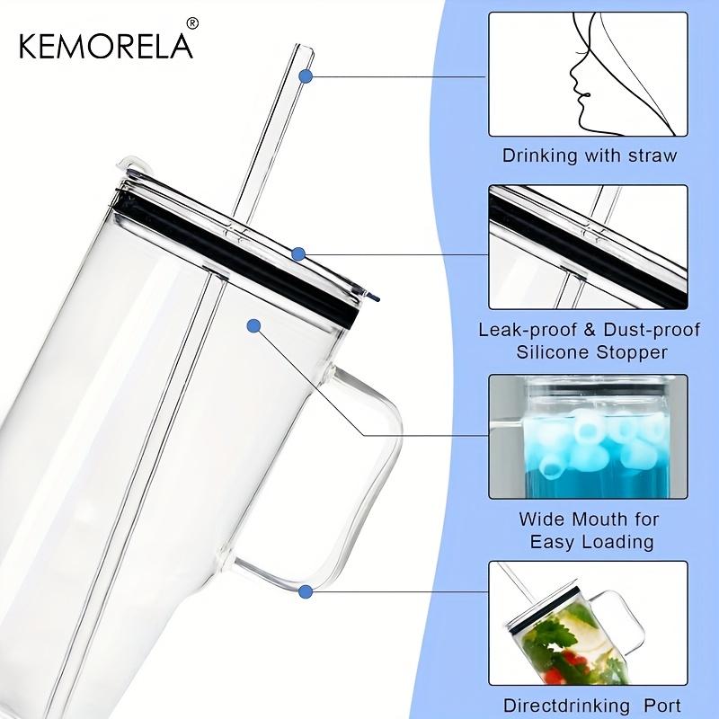 KEMORELA 1/2 шт. Большой стеклянный стакан 40 унций с соломинками и крышками Стеклянный стакан для кофе с ручкой Прозрачная бутылка для воды для автомобиля/кемпинга