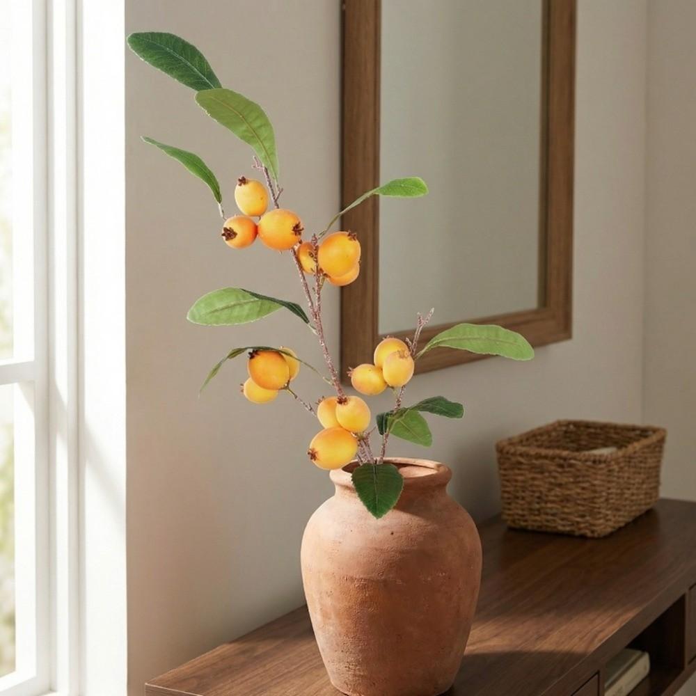Luxury Artificial Loquat Fruit Branch Faux Loquat Fake Plants Simulation Fruit Tree Gift
