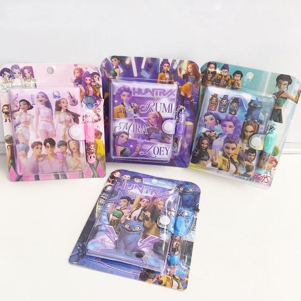 1/4PCS Kpop Demon Hunters Mini Notebook With Ballpoint Pen Anime Stationery Supplies Student Gifts 10.5*8cm