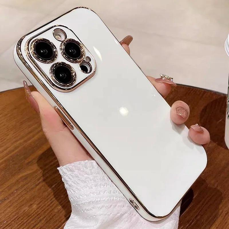 Роскошный однотонный мягкий силиконовый чехол для iPhone 17 Air 16 15 Plus 14 12 13 Pro Max Plus, с покрытием, глянцевый, ударопрочный, защитная крышка
