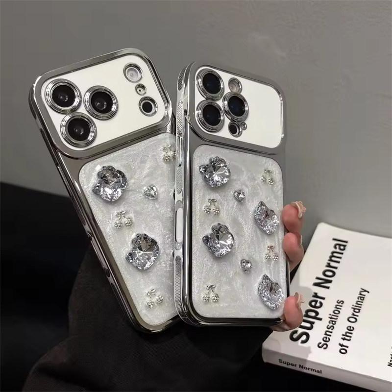 Роскошный Электроplated Модный Чехол для Телефона с Вишней KT для iPhone 17 Pro Max 15 14 13 16 Pro Max Fundas Милые Чехлы Защитная Крышка