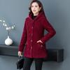 Женская зимняя однотонная утолщенная теплая вельветовая куртка для мам среднего возраста с капюшоном и подкладкой, облегающие топы для темперамента