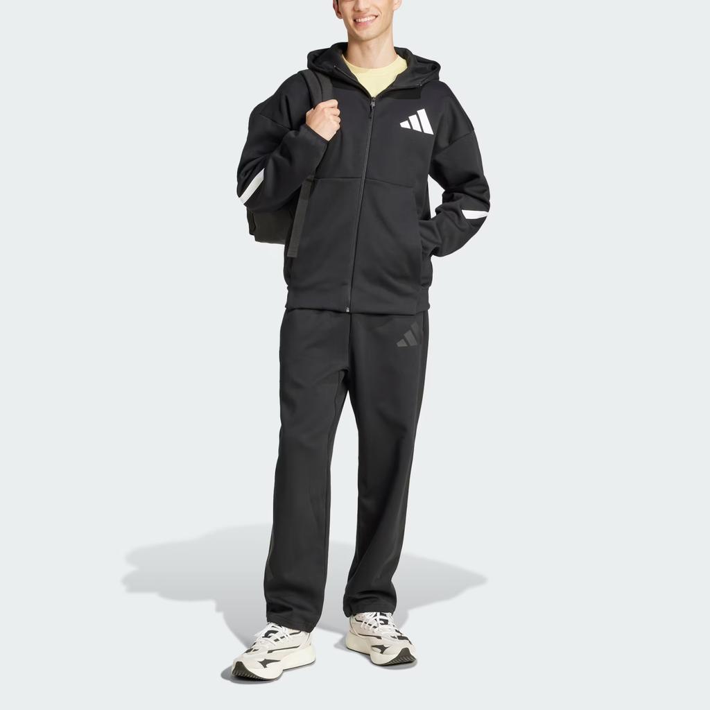 Adidas Sportswear Z.N.E. FW24 Logo Design Fashion Minimalist Hooded Long Sleeve Jacket Men Jacket Black JD5984