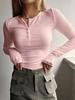 2024 Autumn/Winter Women's Button Ribbed Slim-fit Knitted Sweater for Europe and America