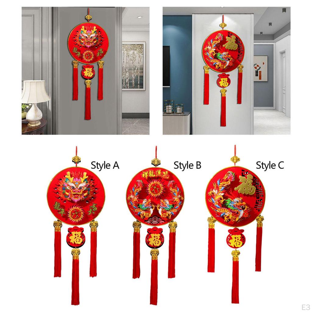 Chinese Festival Ornament with Tassel Red Sign for Dining Area