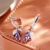 Full Zircon Purple Drop Pendant Earrings for Women Gold Color Ethnic Wedding Jewelry Matching Accessories