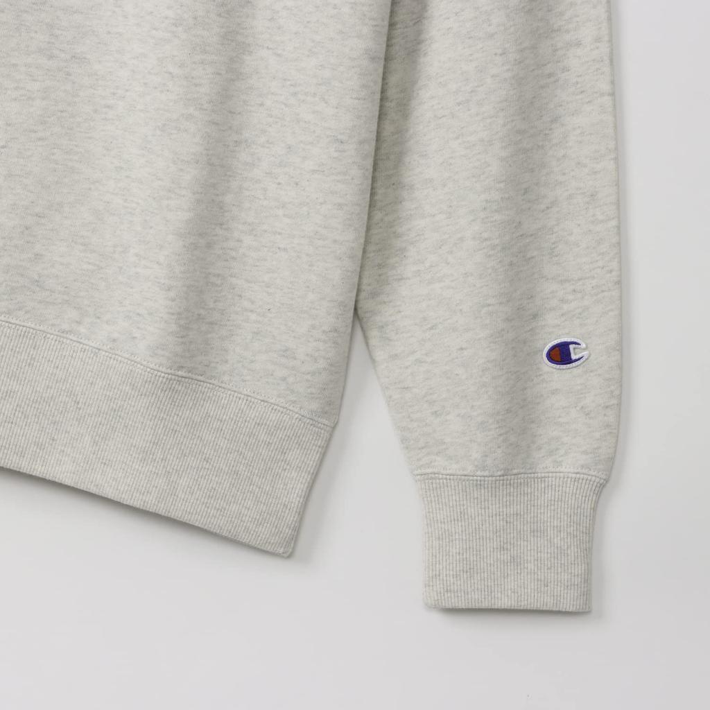 Champion Базовый лонгслив с круглым вырезом из флиса с вышитым размером Овсяный X Коричневый Мужская толстовка, Рукав, Логотип, XL, (C3-W001Z)