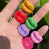 New Personality Acrylic Geometric Square Punk Resin Rings Lips Fashion Jewelry Finger Ring