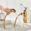 Gold Bathroom Ceramic Handle Basin Faucets Pull Out Mixers Sink Faucet Washbasin Taps Water Tap Tapware Crane Brass Material