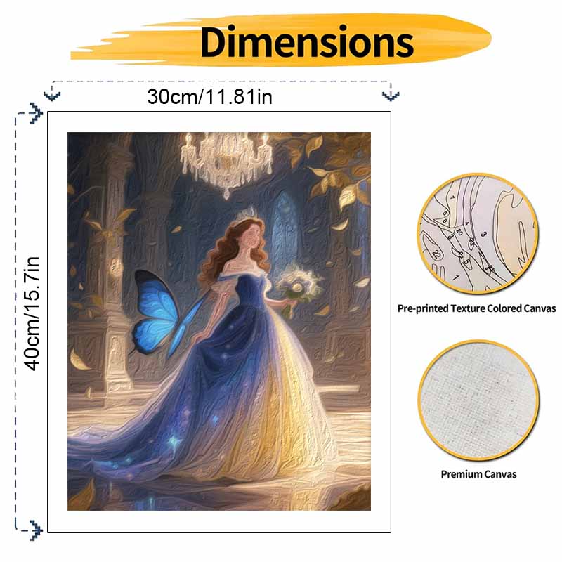 Disney princess butterfly oil painting hand painting coloring painting handmade diy home decoration gift