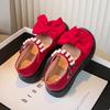 Children Fashion Leather Shoes for Girls Pearls with Bow Simple Platform Cute Princess Party Wedding Shows Kids Shoes Korean PU