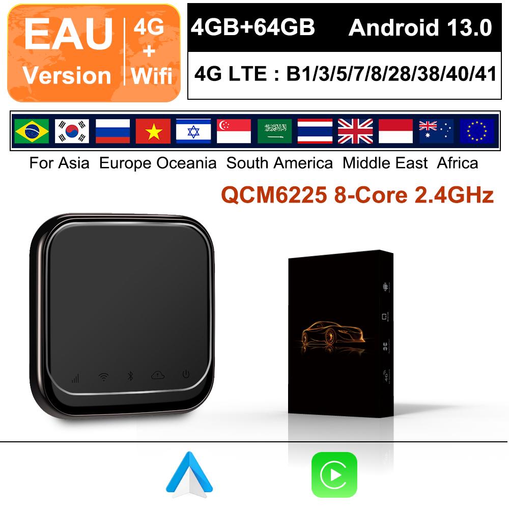 Acodo AI Box Wireless CarPlay Android Auto Mlrrorlink Android13 Автомобильный адаптер Plug and Play 3 в 1 Использует чип Qualcomm 6225 8G 128G