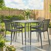 Garden Chairs Set of 4 Stackable Patio Chairs with Slatted Design, Armrests, Ergonomic Dark Grey