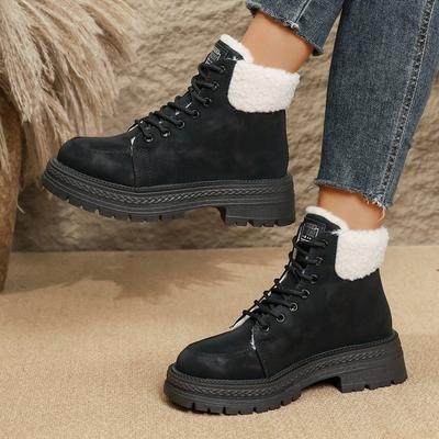 Женские мягкие эластичные зимние теплые холодные утепленные сноубутсы на толстой подошве, нескользящие, износостойкие, для активного отдыха на открытом воздухе, спортивные ботинки Мартин из хлопка