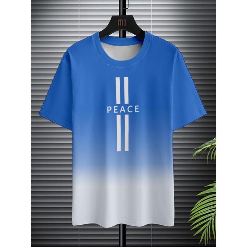 Летний топ с круглым вырезом и 3D-печатью с градиентными буквами, модные повседневные футболки с короткими рукавами для мужчин