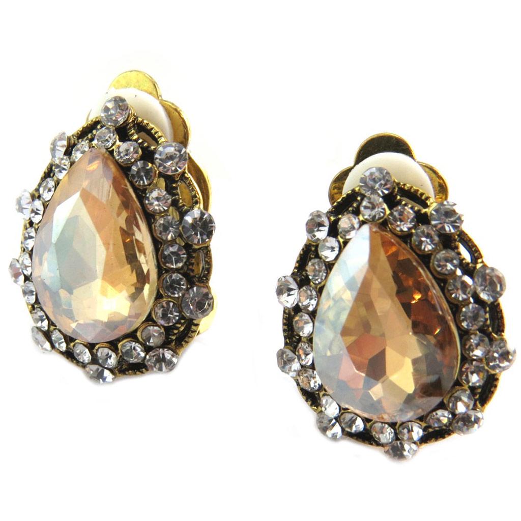 Les Trésors De Lily [P4731] - Designer Clips 'Sissi' Amber White Gold - 21x16 Mm