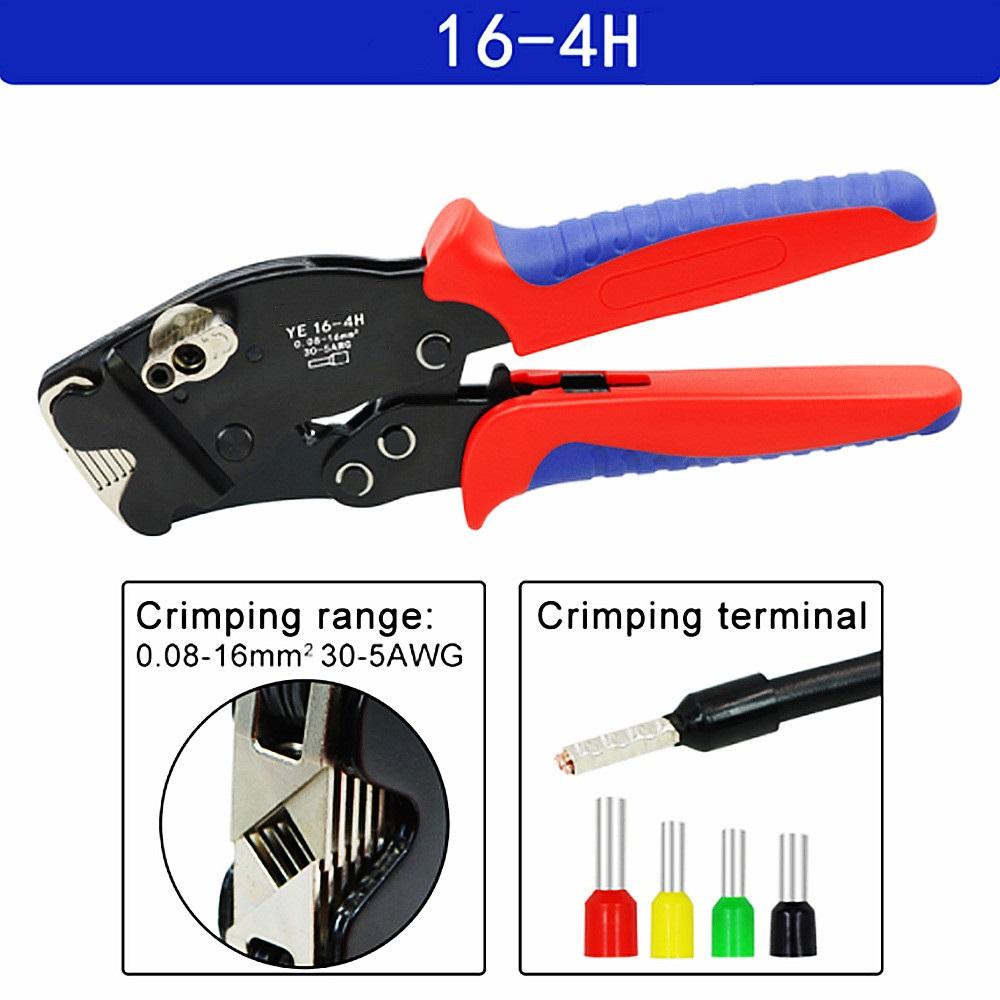 Ferrule Crimping Tool Kit, Hexagonal Ferrule Crimper Self-Adjustable Ratchet Wire Crimper Plier AWG 30-5