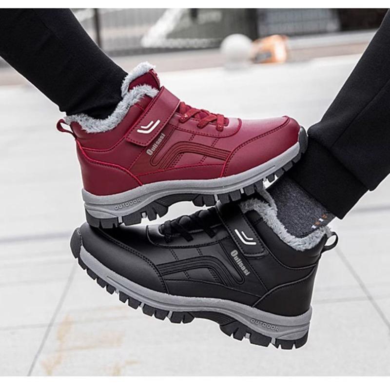 Мужские и женские повседневные зимние ботинки, нескользящие и ветрозащитные высокие ботинки на шнуровке с меховой подкладкой для прогулок на свежем воздухе, бега, походов