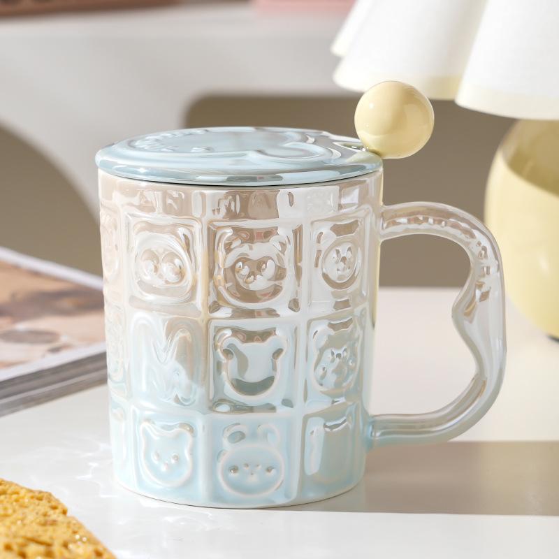 Ветряная керамическая чашка с крышкой Высокая ценность Дом Офис Пара Чашка для воды Подарочная коробка Подарок Высокий смысл
