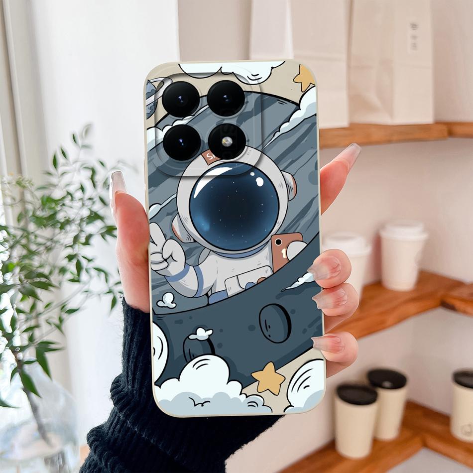 Чехол для телефона Xiaomi 15T Pro Чехол для Xiaomi 17 Pro Max Милый Астронавт Funda Для Xiaomi15T Мягкий Жидкий Силикон Прочные Задние Крышки