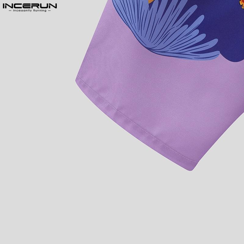 INCERUN Мужские повседневные свободные длинные брюки с принтом и эластичной талией, с карманами