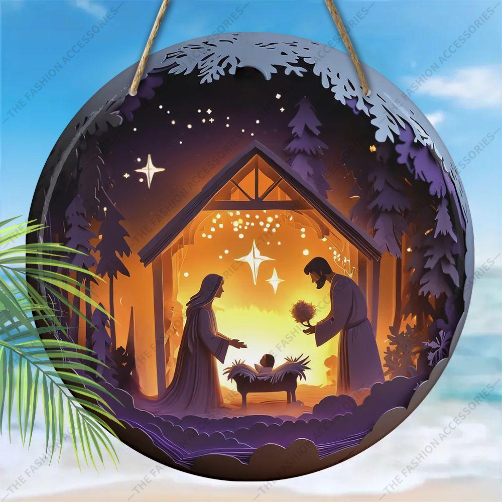 Holy Night Nativity Scene Pendant, Decoration of Home Walls or Doors, 2d Flat Wooden, Christmas Decoration, Gifts for Friends and Family