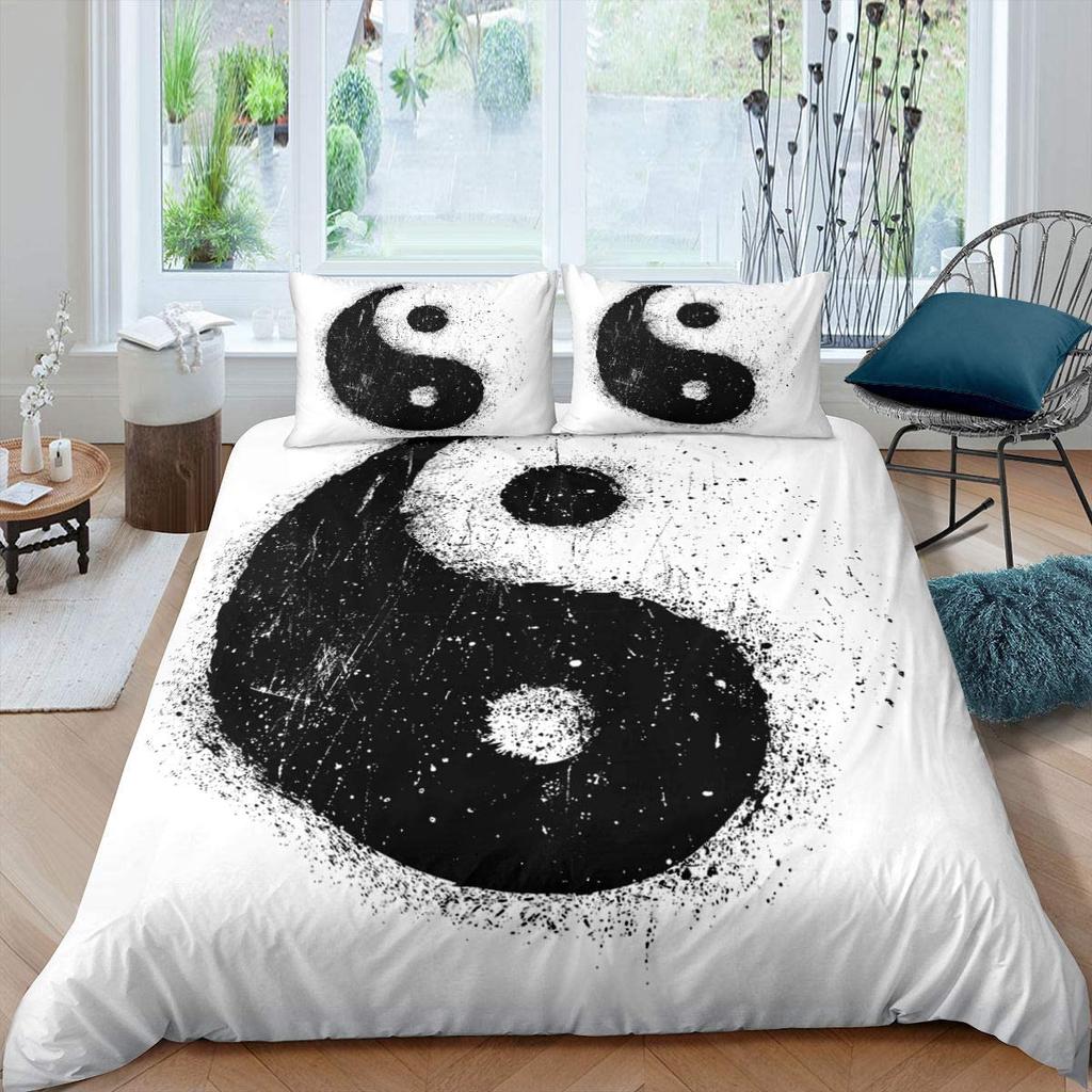 Black And White Duvet Cover Set Bohemian Mandala Bedding Set For Kids Child Yin And Yang Polyester Comforter Cover King Size