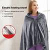 Electric Heating Blanket Shawl USB Heated Winter Warm Flannel Heated Cloak Grey