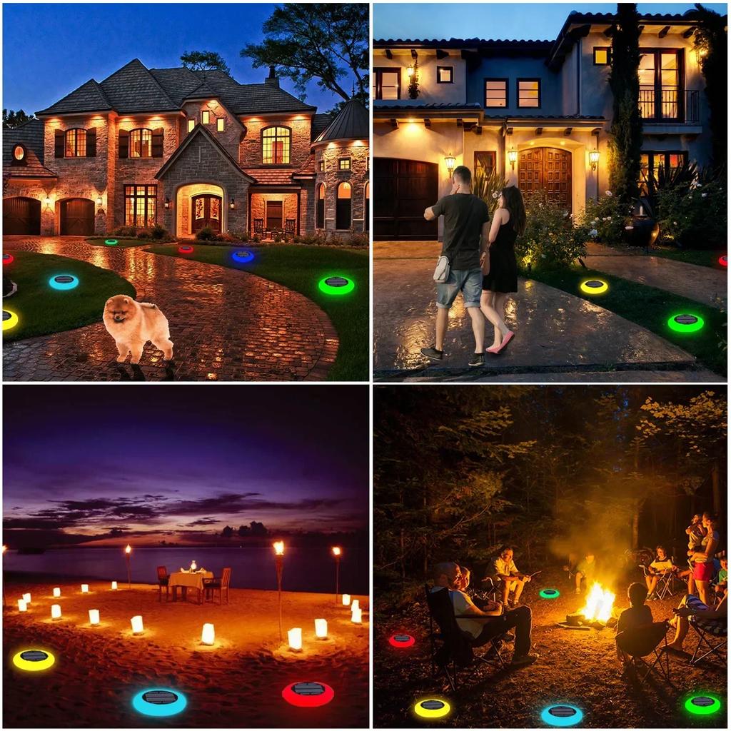Светодиодный солнечный светильник для газона, семь цветов, излучающих атмосферу, украшение сада, дворовый светильник, водонепроницаемый уличный напольный светильник для виллы