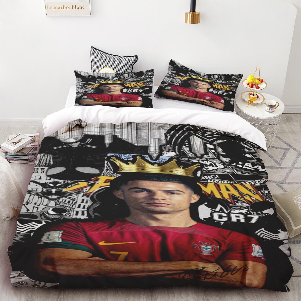 Комплект пододеяльника Ronaldo Idol Футбольная звезда 3D принт Мягкий чехол для одеяла для подростков Детей Мальчиков Девочек Мягкое постельное покрывало на молнии