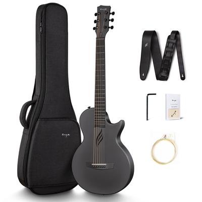 Акустическая гитара Enya Nova Go Carbon Mini Guitar Beginner, в комплект входят чехол для гитары и набор ремней для гитары, (черный)