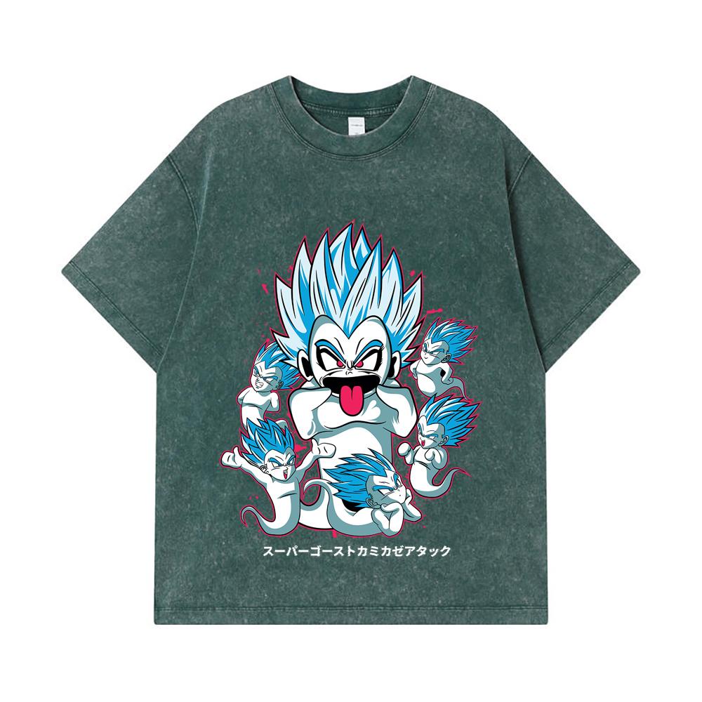 275 GSM Washed T-shirts 100% Cotton Dragon Ball V55 Kamikaze Print Unisex Heavy Cotton T Shirt
