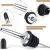 Stainless Steel Liquor Pour Spouts Liquor Bottle Pourers with Rubber Dust Caps for Pours Liquid, Olive Oil, Wine, Vinegar