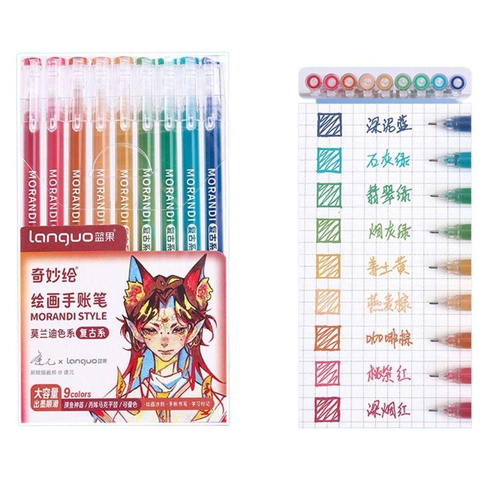 Kawaii Vintage Morandi Gray Pens Set Multi Color Gel Ink Pens Marker Liner Ballpoint Pen School Office Stationery Gift Pen