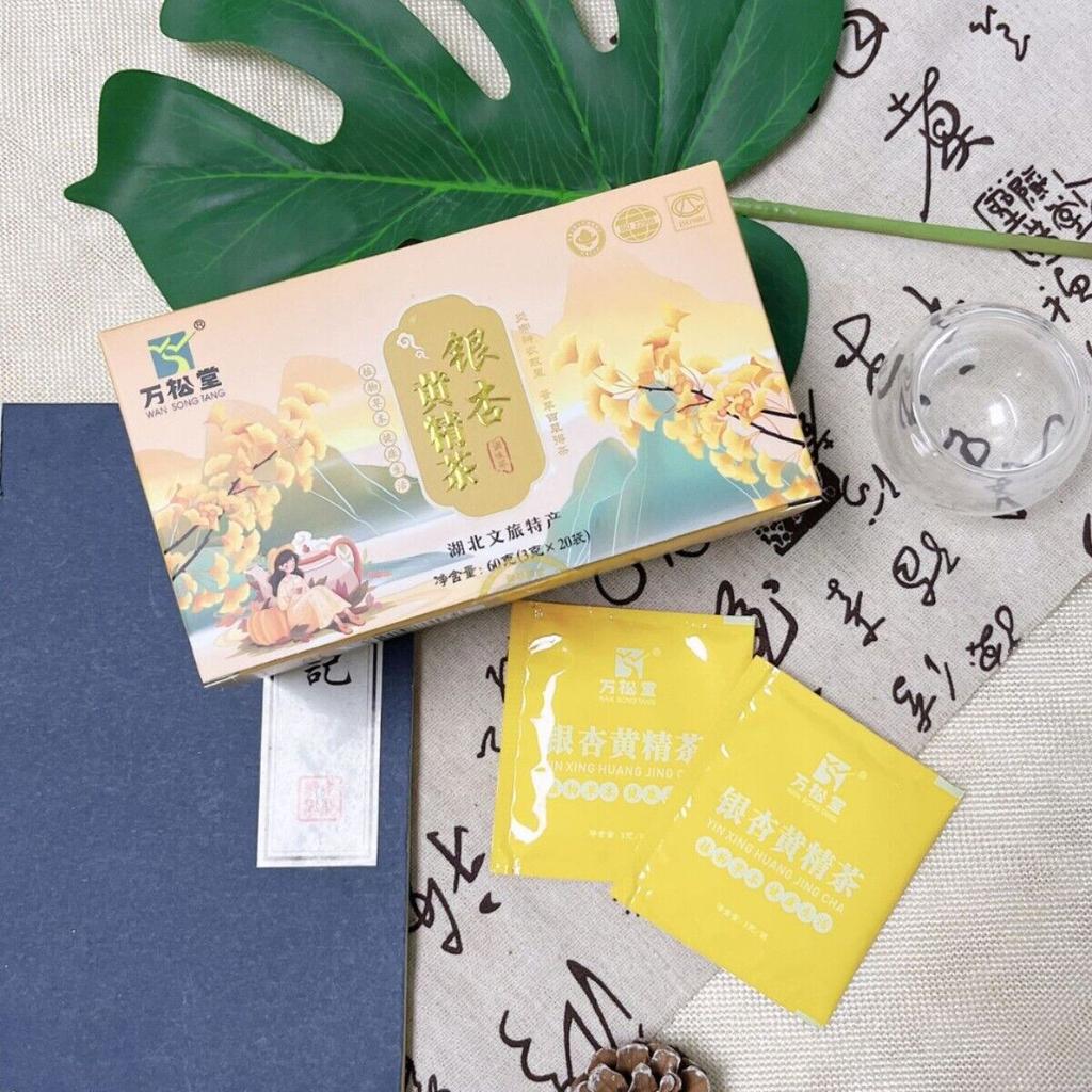 Ароматизированный чай Ginkgo Huangjing - 3 г * 20 пакетиков * 3 маленькие коробки - Насыщенный мягкий вкус