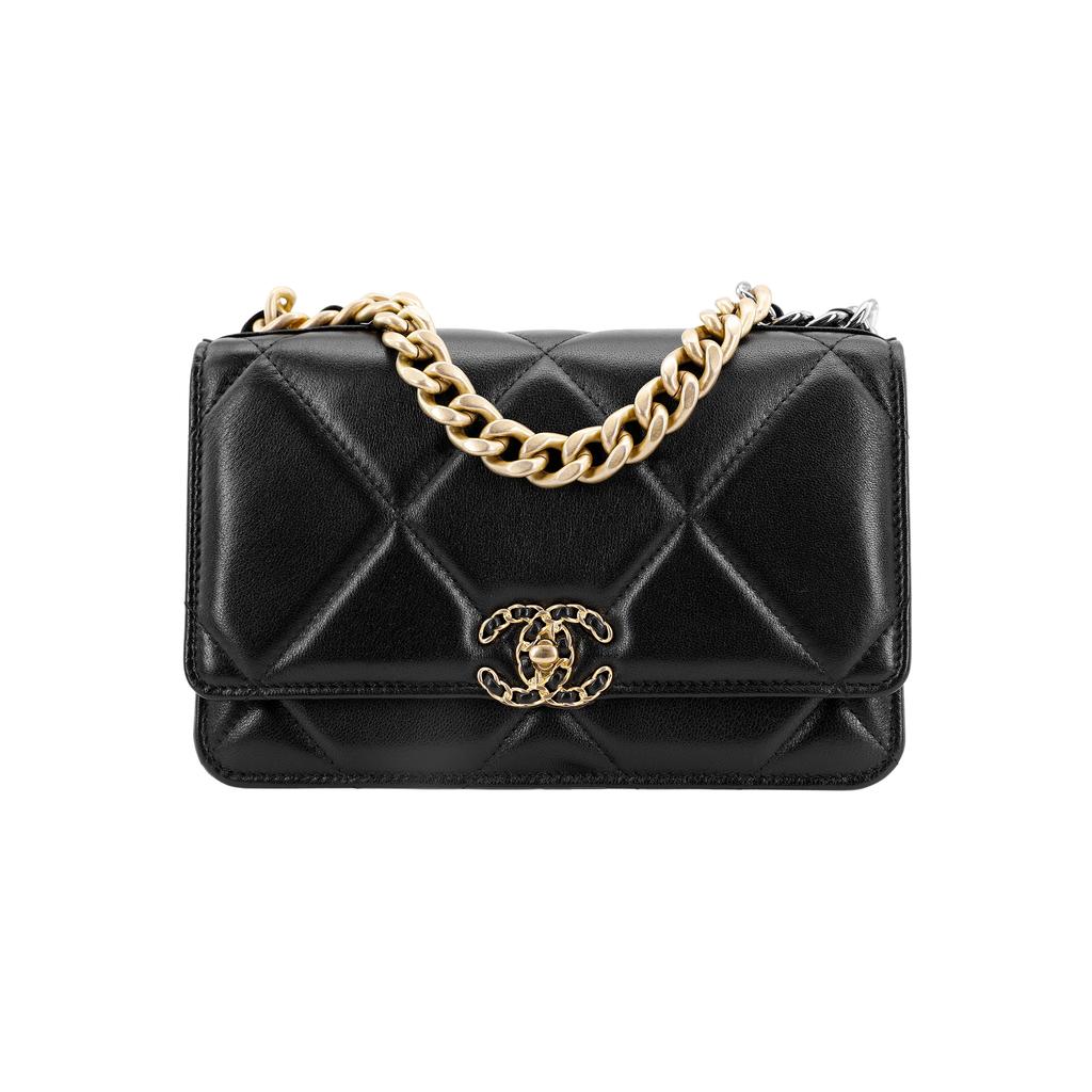 Chanel 19 Сумок Woc 23p Версия с ручкой-кнопкой Алмазный узор Материал: Овчина Сумка на цепочке Одно плечо Сумка-мессенджер Женский стиль Черный