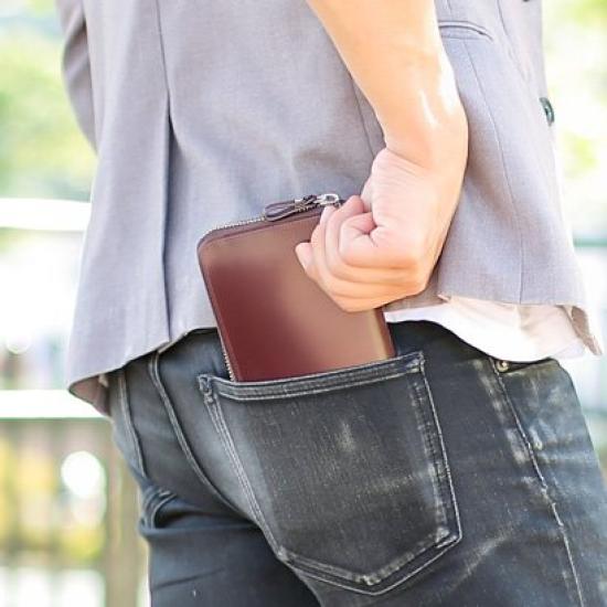 PORTER Кожаный длинный кошелек с круглой молнией, черный (Портье) Мужской 037-02978 1.