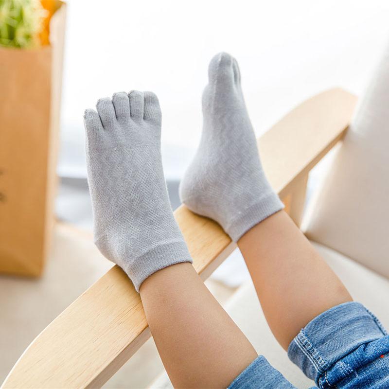 5 пар детских носков для малышей, однотонные хлопковые носки с пятью пальцами, детские носки с сеткой, дышащие носки с пальцами для мальчиков и девочек, 1-3-6-10-12 лет, детские аксессуары