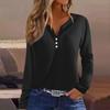 Women's T Shirt Tee Button Long Sleeve Daily Weekend Fashion Basic V- Neck Regular Top