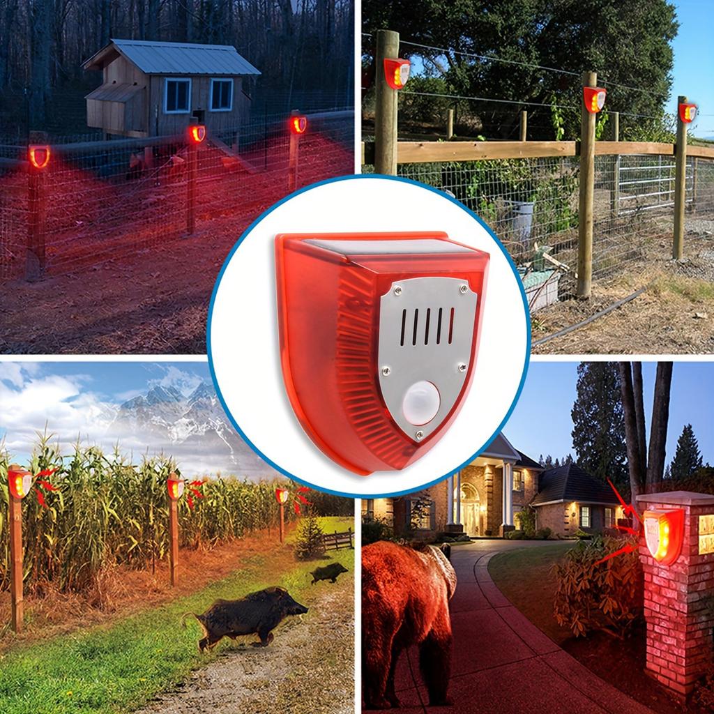 Solar Alarm Animal Induction Sound Light Outdoor Alarm Support For Orchard Villa Farm