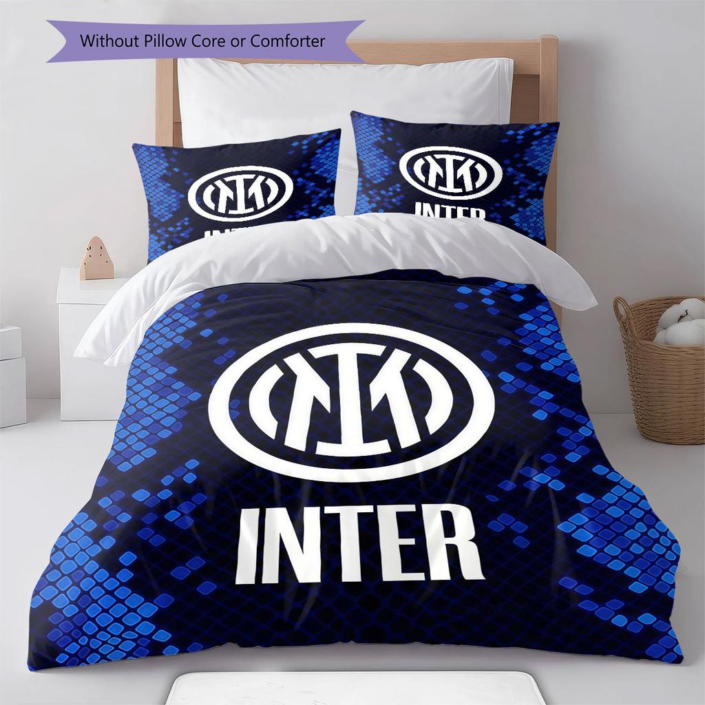 Inter Milan Pattern Bedding Home Decoration Birthday Gift ( 1 duvet cover + 2 pillowcase, without core),fan merchandise.