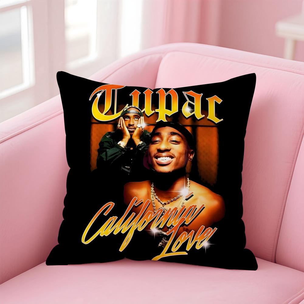 Legendary HipHop American Rapper TTupac SShakur Cushion Cover Pillow Case Soft Skin Friendly Fabric Concealed Zipper